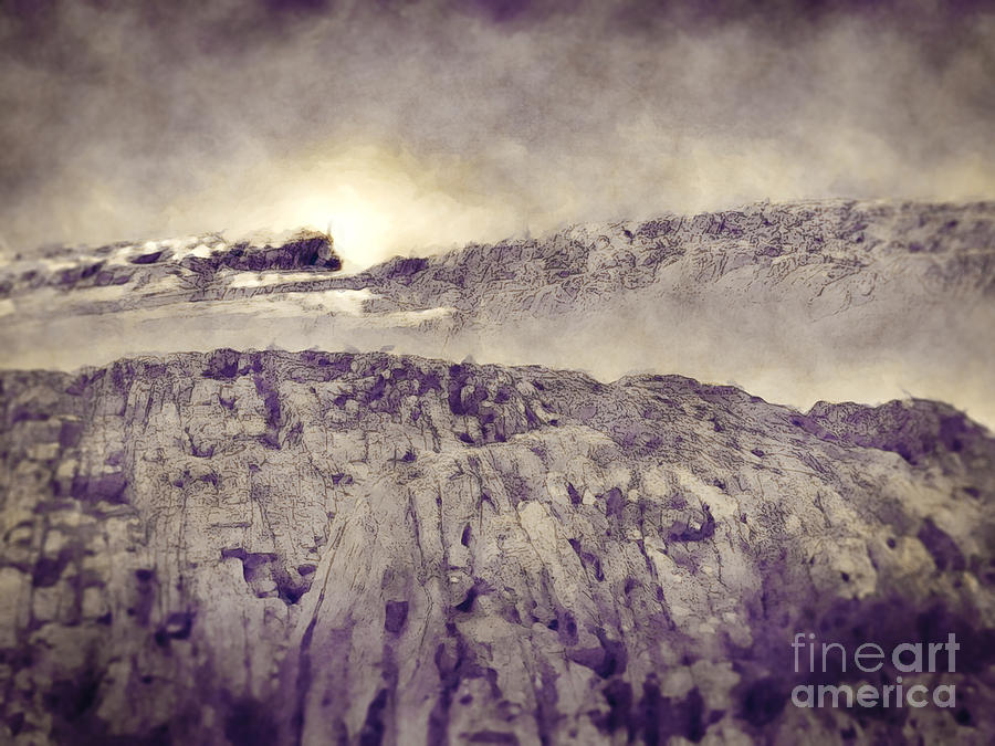 Landscape Digital Art - Mountain In Fog by Phil Perkins
