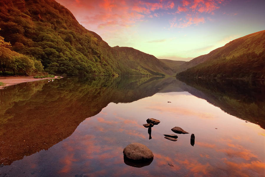 Dawn Photograph - Mountain Lake At Sunset by Mammuth Dawn Photograph - Mountain Lake At Sunset by Mammuth