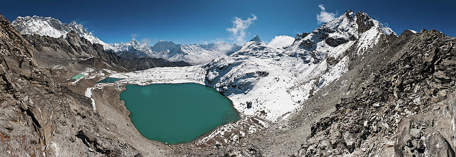 Mountain Lake Glacier Peaks Panorama Photograph by Fotovoyager