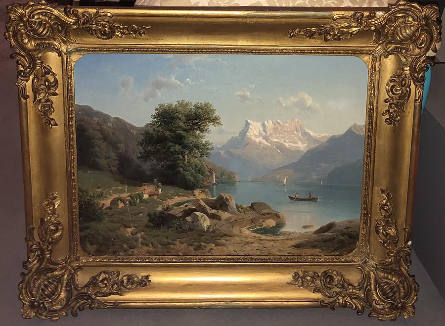 Mountain Lake in Summer Painting by Johannes Bertholomaus Duntze