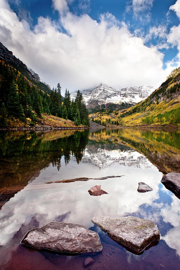 Mountain Lake Reflection With Fall Photograph by Dan Ballard