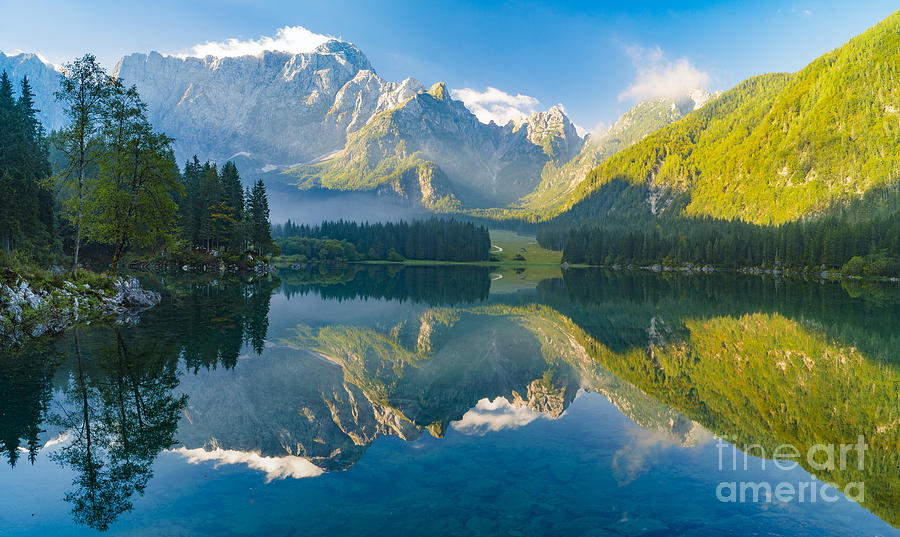 Forest Photograph - Mountain Lakelaghi Di Fusineitalian by Mike Mareen