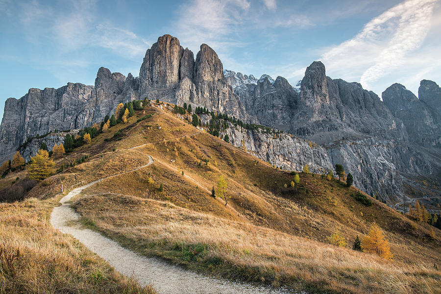 Mountain landscape of the picturesque Dolomites at Passo Gardena Photograph by Michalakis Ppalis