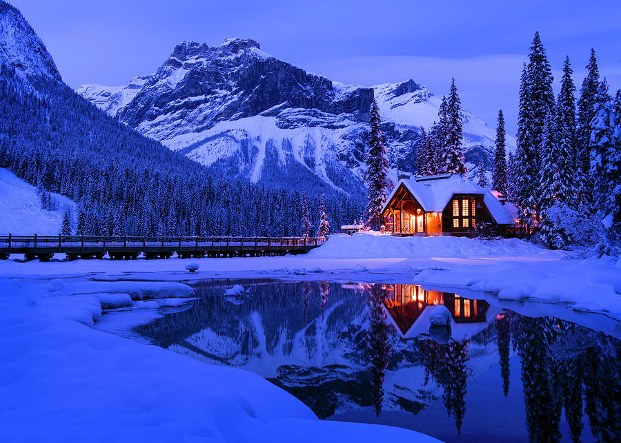 Mountain Photograph - Mountain Lodge At Dusk by Michael Blanchette Photography