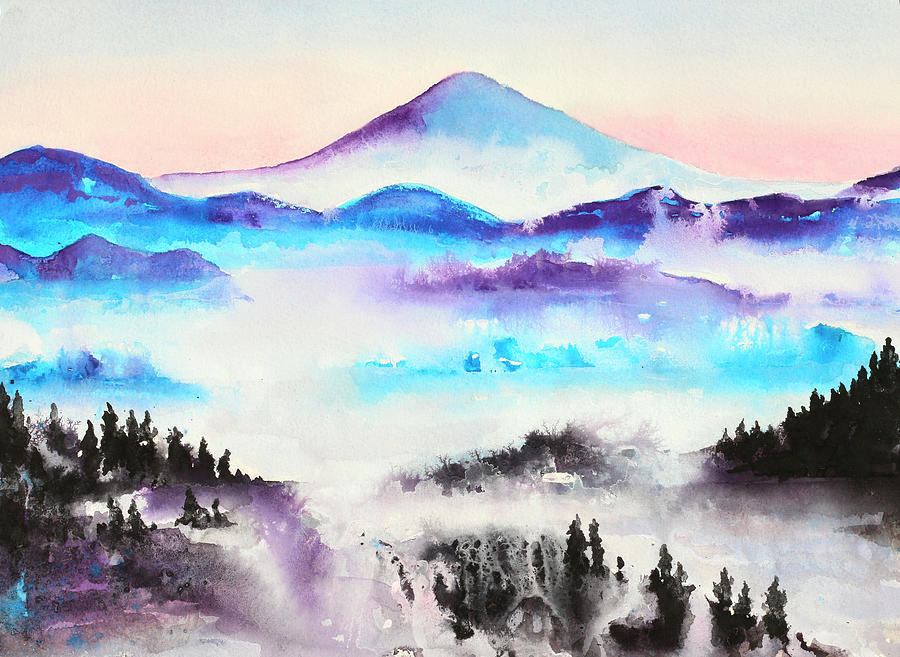 Landscape Painting - Mountain Mist Landscape by Michelle Faber
