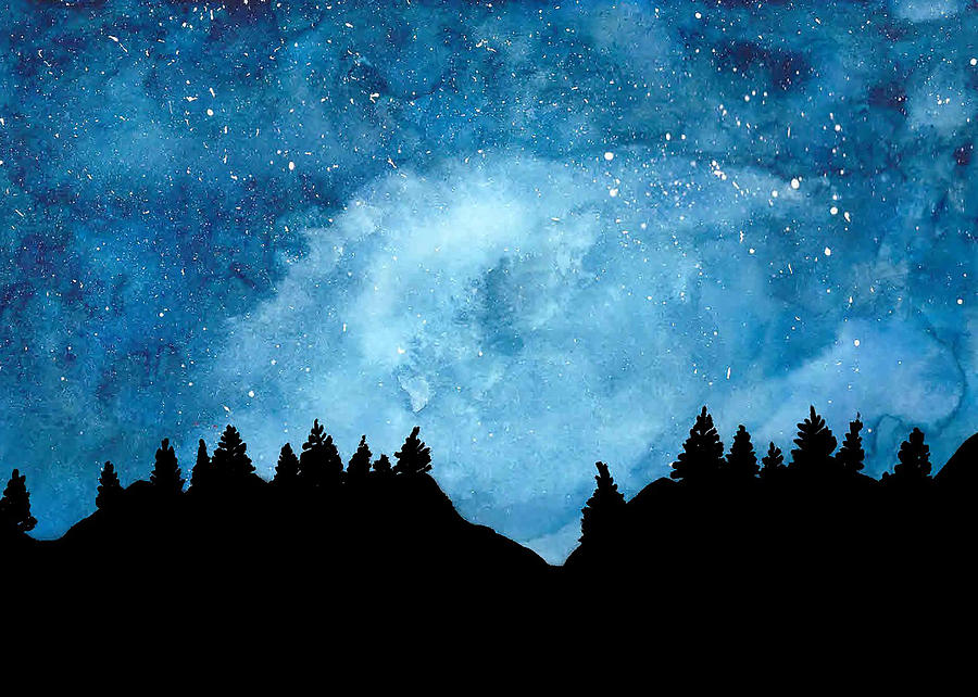 Mountain Night Sky Mixed Media by Joanna Smith