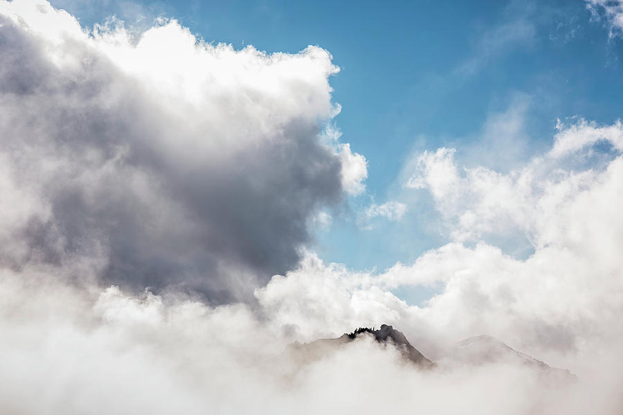 Nature Digital Art - Mountain Peak In Clouds, Mount Baker, Washington, Usa by Manuel Sulzer