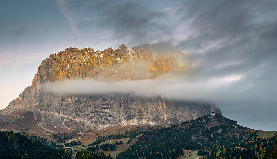 Mountain peaks of Langkofel or Saslonch, mountain range  in the  Photograph by Michalakis Ppalis
