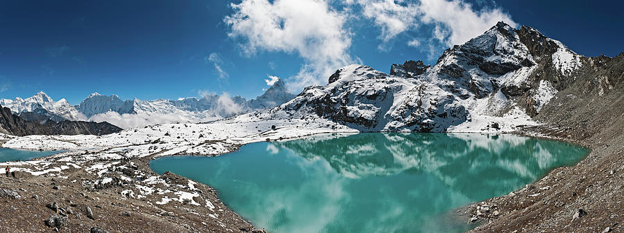 Mountain Peaks Turquoise Lake Himalayas Photograph by Fotovoyager