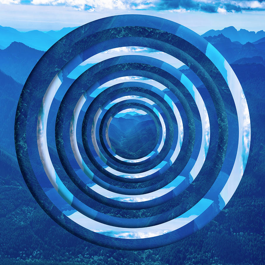 Mountain Range Circles Digital Art