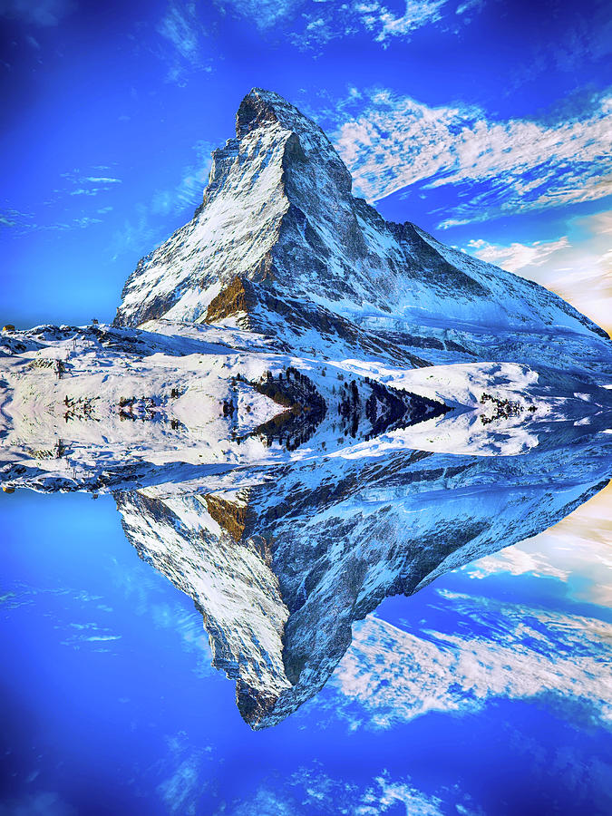 Winter Mixed Media - Mountain Reflection by Ata Alishahi