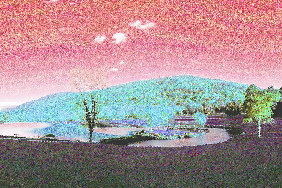 Mountain Retreat-Pink Sky Digital Art by Jacqueline Hamilton