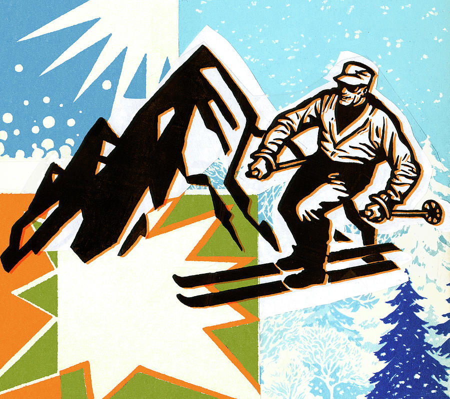Sports Drawing - Mountain Skiier by CSA Images