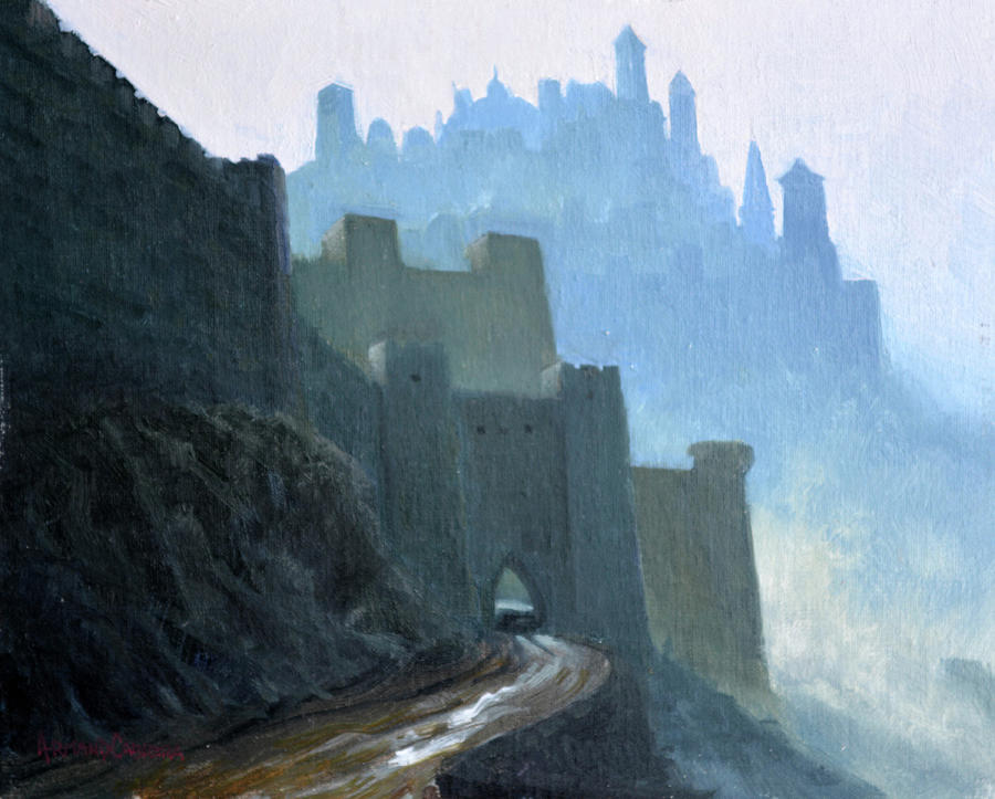 Mountain Stronghold Painting by Armand Cabrera