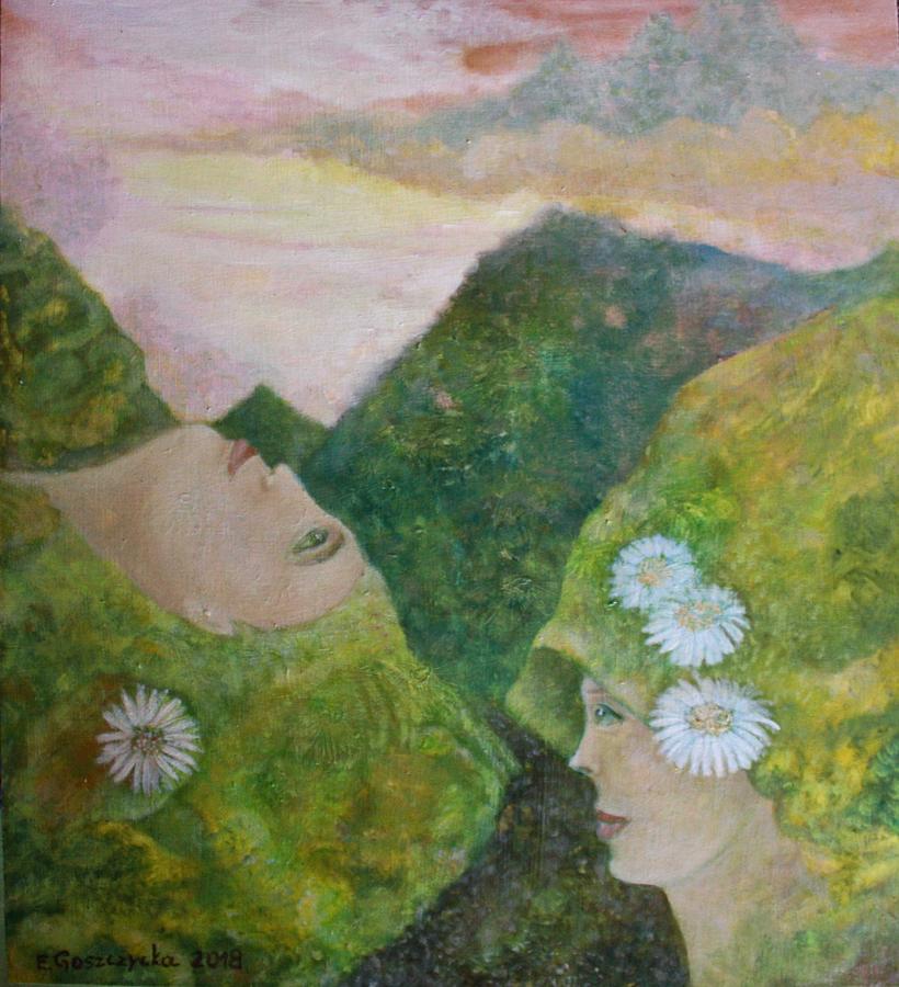 Mountain trail Painting by Elzbieta Goszczycka