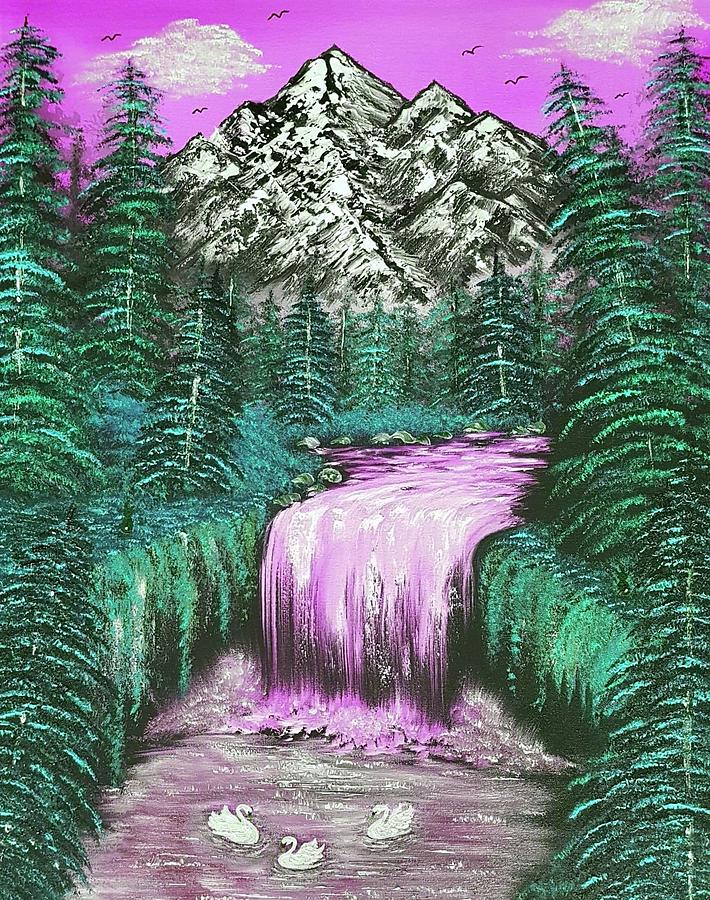 Mountain Painting - Mountain views so beautiful pink by Angela Whitehouse