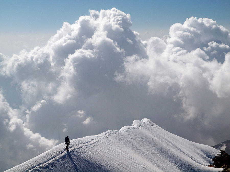 Mountaineer Hiking Alps Digital Art by Erminio Ferrari