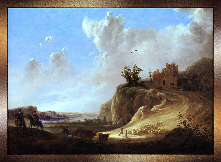 Mountainous Landscape With The Ruins Of A Castle by Aelbert Cuyp Painting by Rolando Burbon