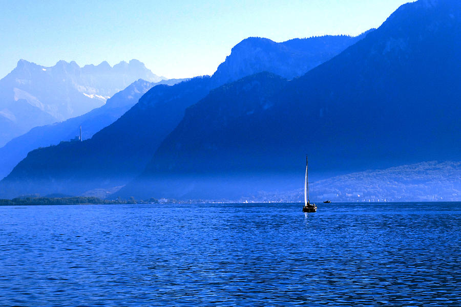 Mountains across Lake Geneva Photograph by Jeremy Hayden
