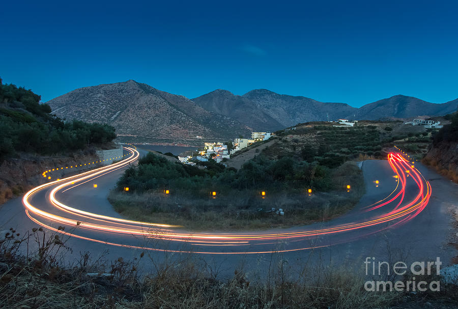 City Photograph - Mountains And Curve Road With Lighting by Zakhar Mar City Photograph - Mountains And Curve Road With Lighting by Zakhar Mar