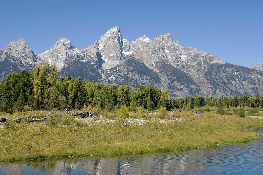 Mountains By Lake In Grand Teton Photograph by Perch Images