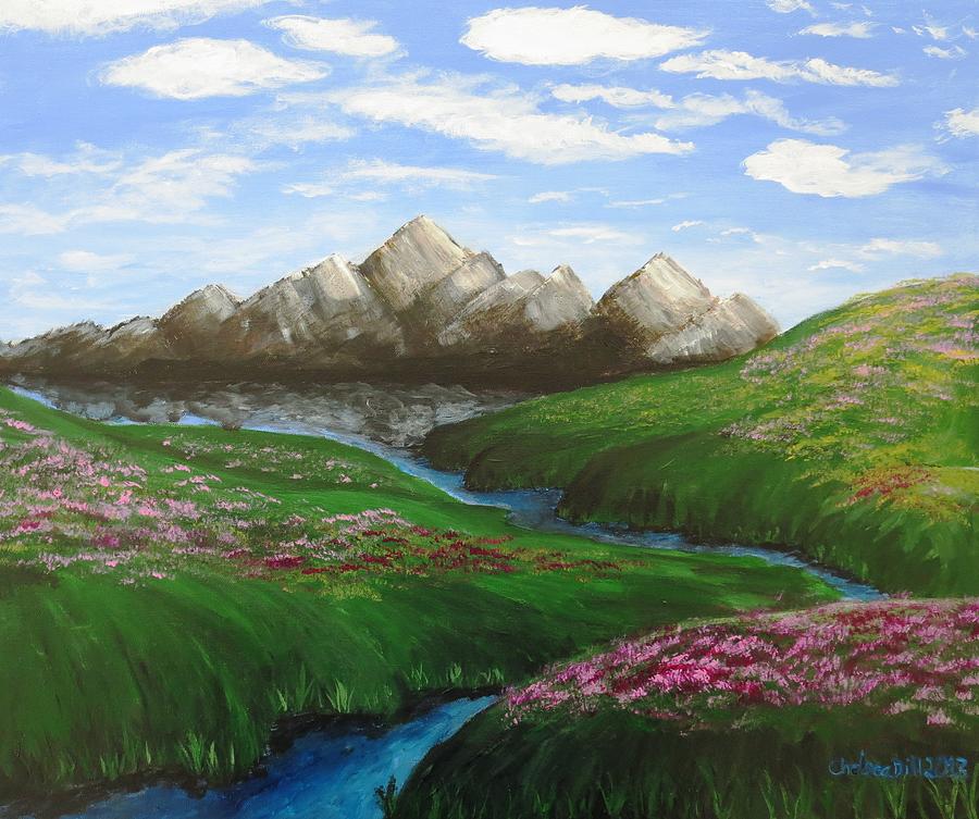 Mountains in Springtime Painting by C E Dill