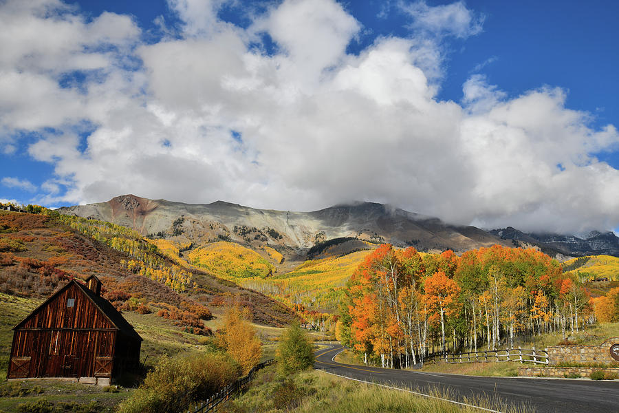 Mountainsides of Fall Color above Telluride Photograph by Ray Mathis