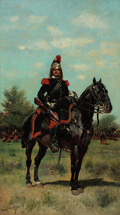 Mounted Dragoon Officer, 1876 Painting by Edouard Detaille - Fine Art ...