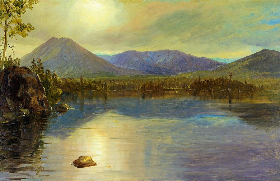 Frederic Edwin Church Painting - Mounts Katahdin And Turner From Lake Katahdin, Maine - Digital Remastered Edition by Frederic Edwin Church Frederic Edwin Church Painting - Mounts Katahdin And Turner From Lake Katahdin, Maine - Digital Remastered Edition by Frederic Edwin Church