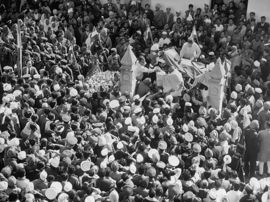 Mahatma Gandhi Photograph - Mourners crowding streets by Margaret Bourke-white