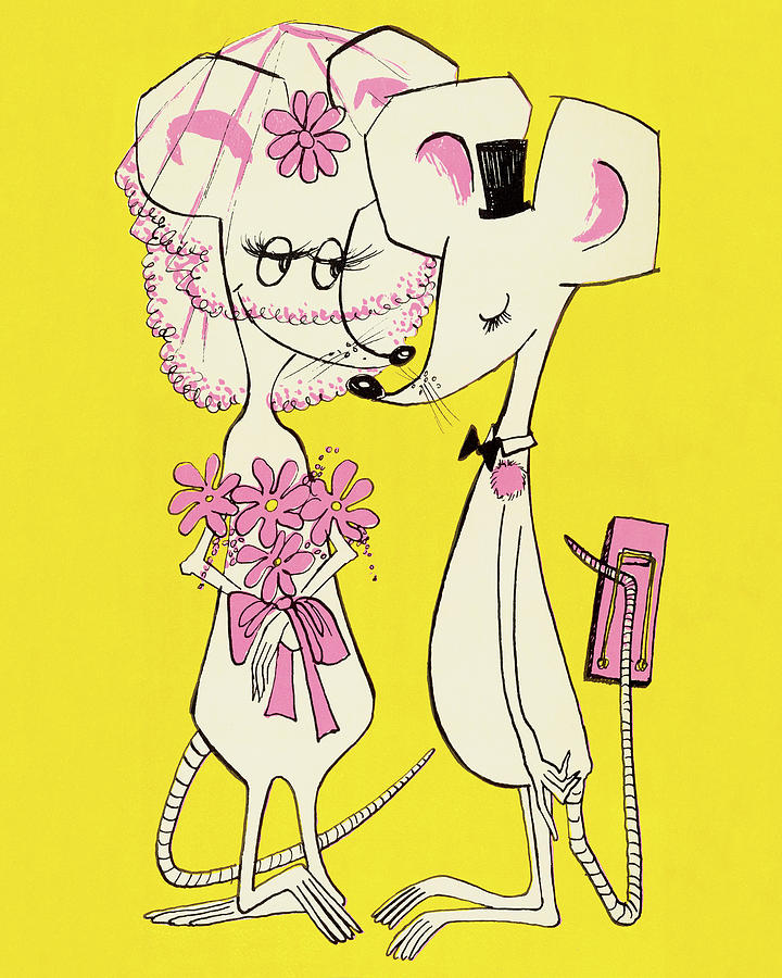 Mouse Drawing - Mouse Wedding Couple by CSA Images