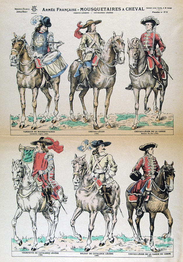 Mousquetaires A Cheval 17th Century Drawing by Print Collector