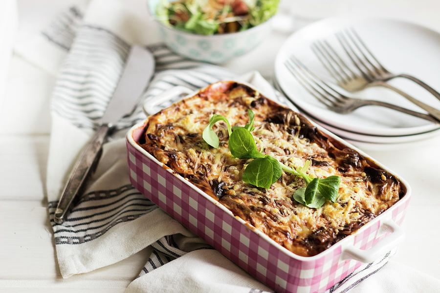 Moussaka In A Baking Dish Photograph by Vernica Orti