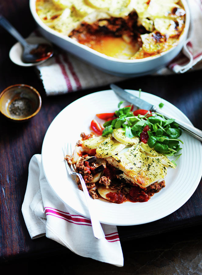Moussaka With Minced Lamb And A Potato Topping Photograph by Karen Thomas
