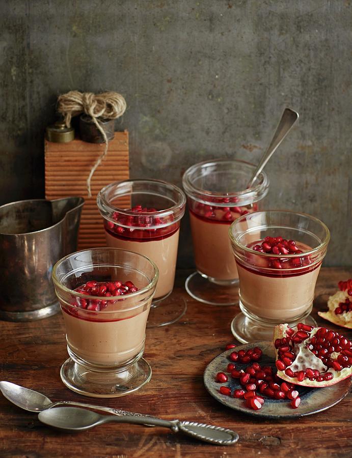 Mousse Au Chocolat With Pomegranate Seeds Photograph by Jalag / Julia Hoersch