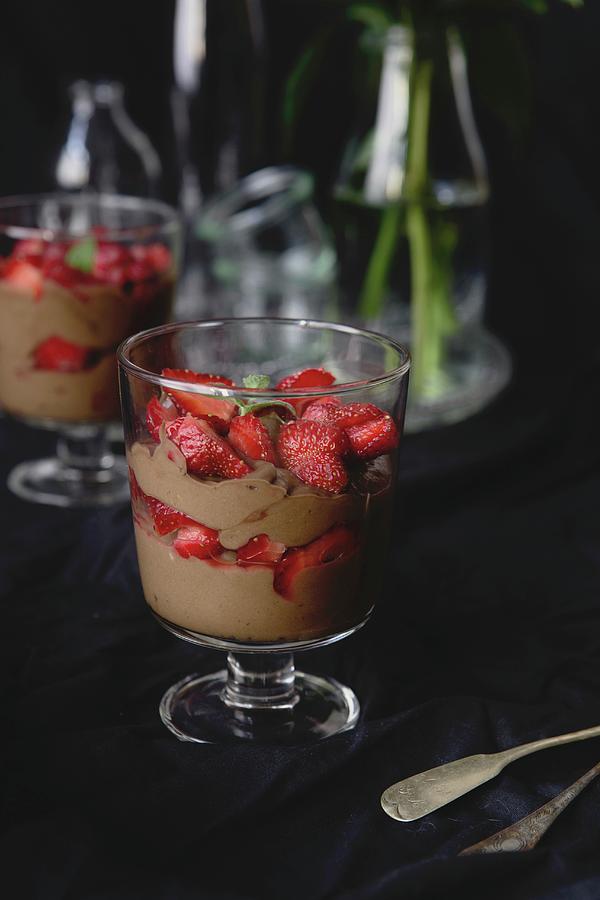 Mousse Au Chocolat With Strawberries Photograph by Karolina Kosowicz