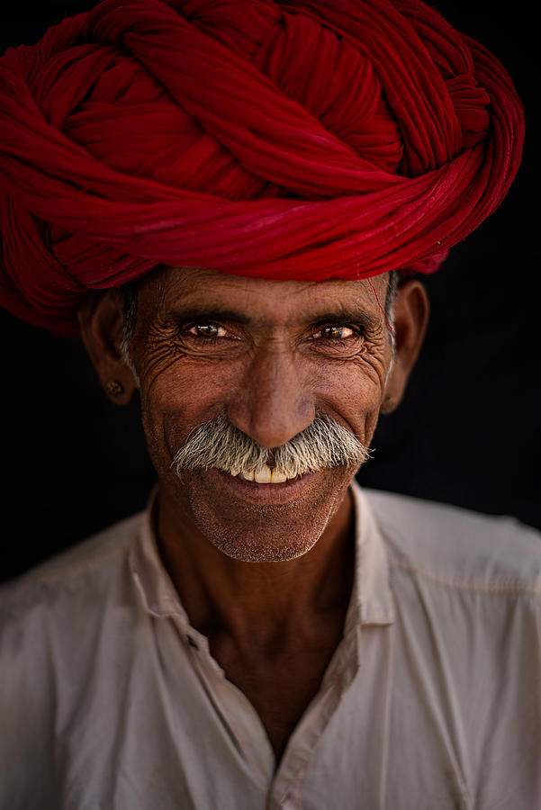Portrait Photograph - Moustache Man by Vivek Kalla