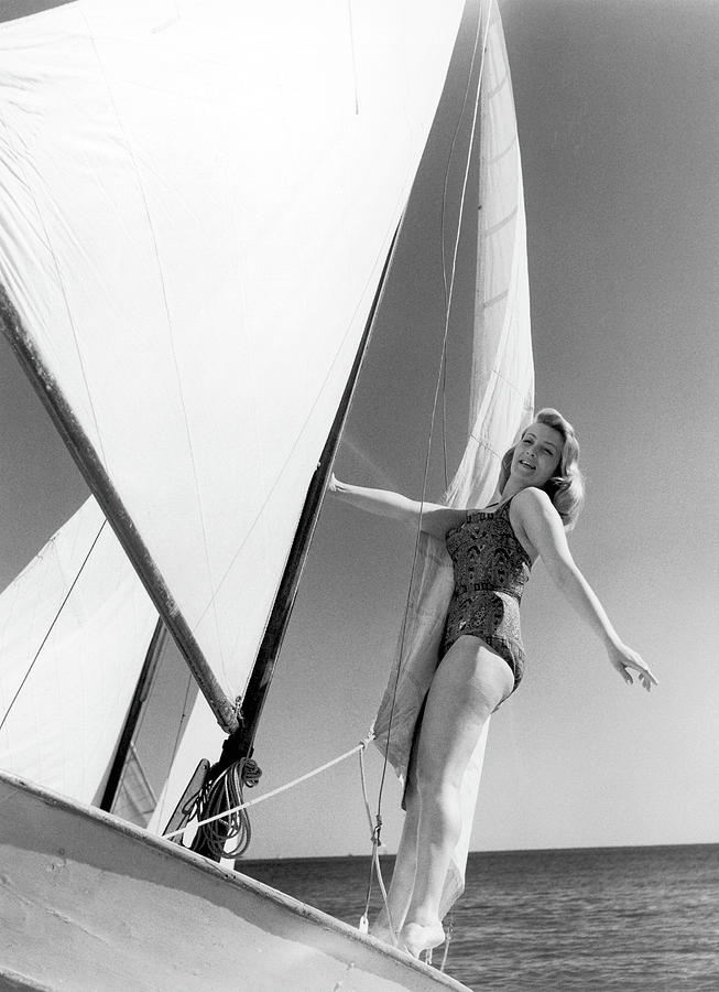 Movie Star Claude Ivry On A Sailboat At Photograph by Keystone-france