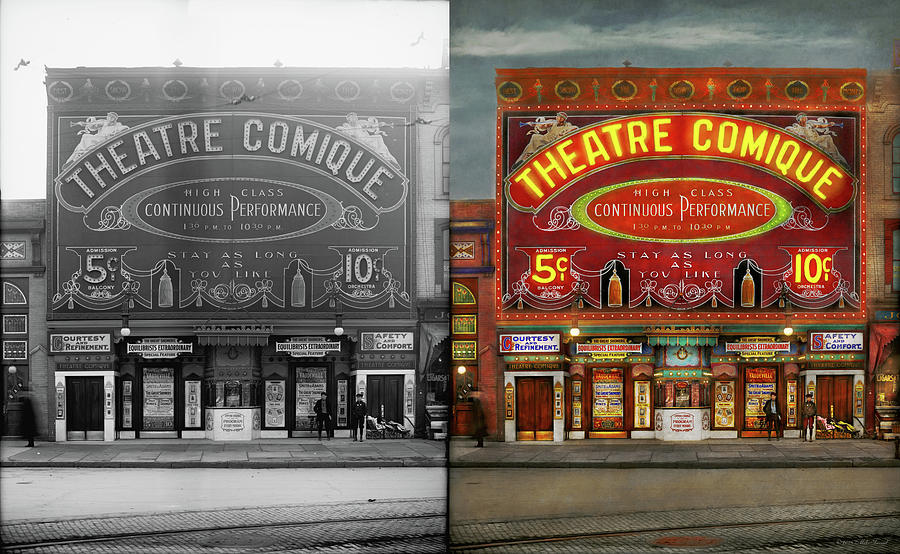 Movies - Now that is entertainment 1910 - Side by Side Photograph by Mike Savad