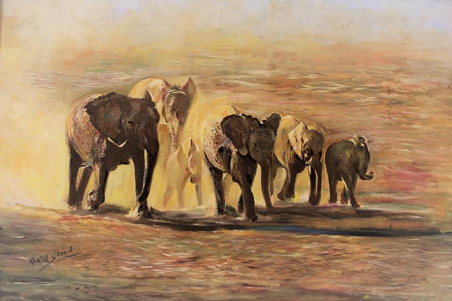 Moving togather Painting by Khalid Saeed