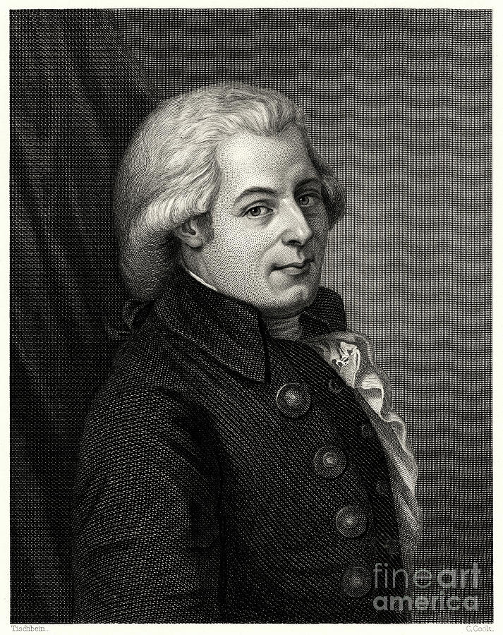 Mozart, 19th Century. Artist C Cook Drawing by Print Collector Mozart, 19th Century. Artist C Cook Drawing by Print Collector
