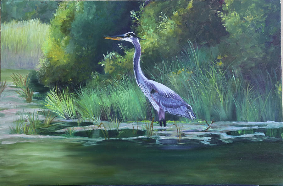 Mr. Blue Heron Painting by Sue Appleton Dayton