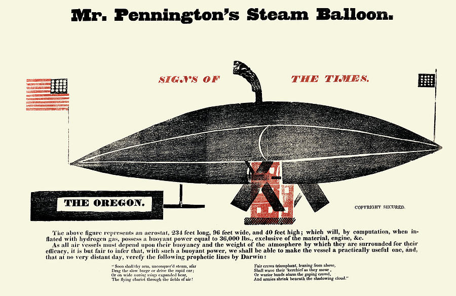 Mr. Penningtons steam balloon, signs of the times : The Oregon Painting by Unknown