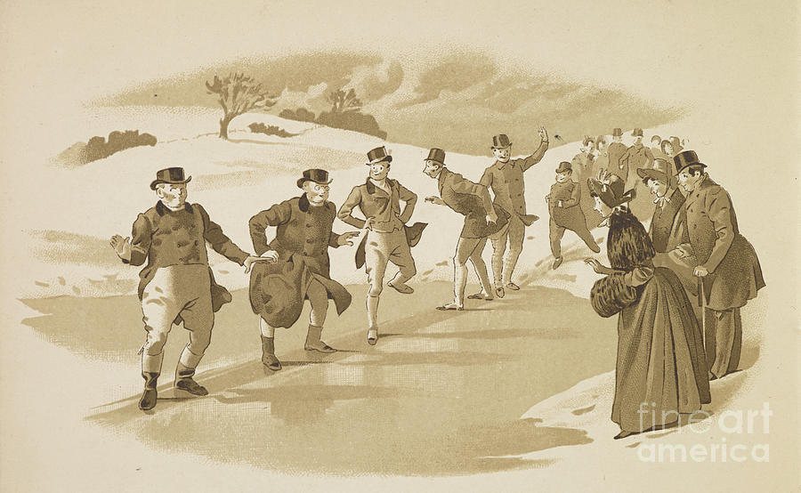 Mr Pickwick And Others, Ice Skating Painting by European School