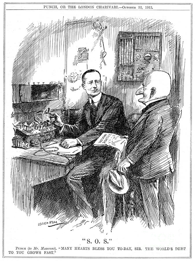 Mr Punch Thanking Marconi For Wireless Drawing by Print Collector