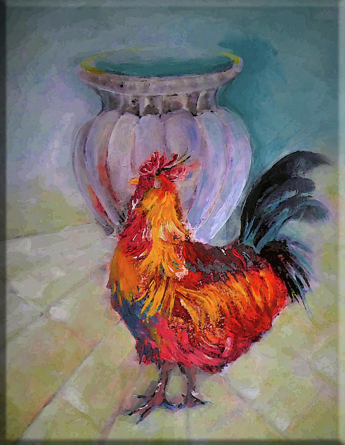 Mr Roosters Roost Pot Painting by Lisa Kaiser