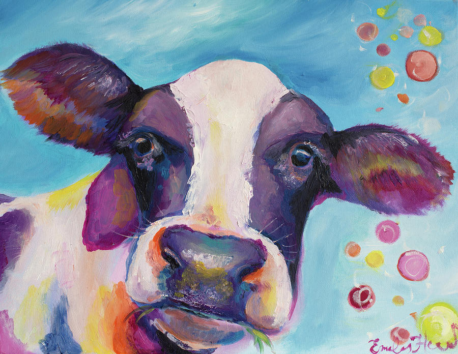 Cow Painting - Mrs Cow by Emily Louise Heard