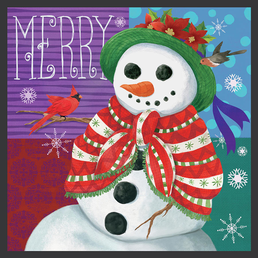 Christmas Mixed Media - Mrs Snowman by Fiona Stokes-gilbert