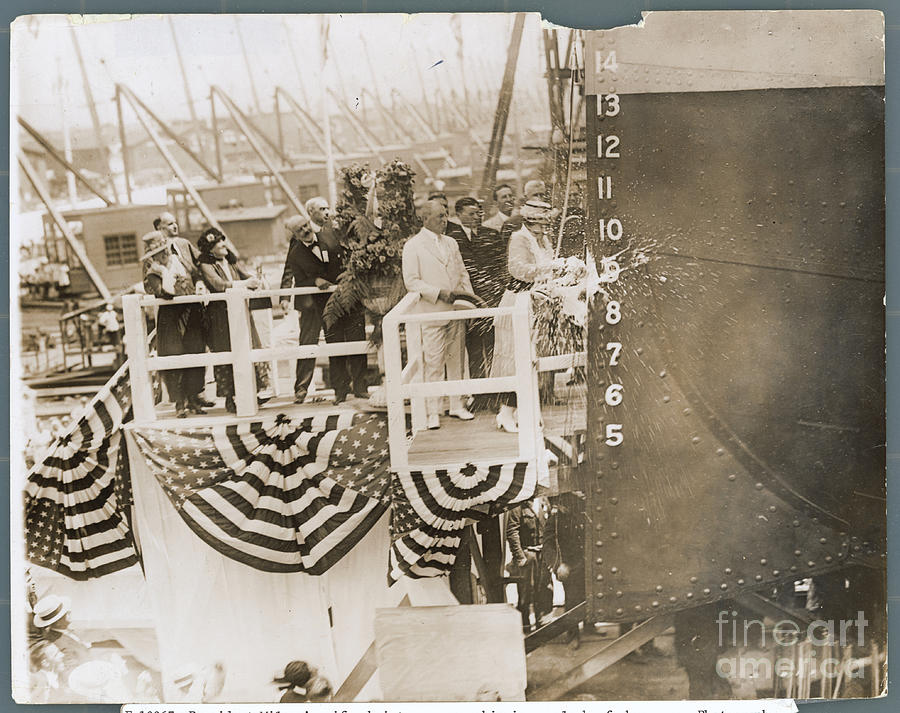 Mrs. Wilson Christening Ship Photograph by Bettmann