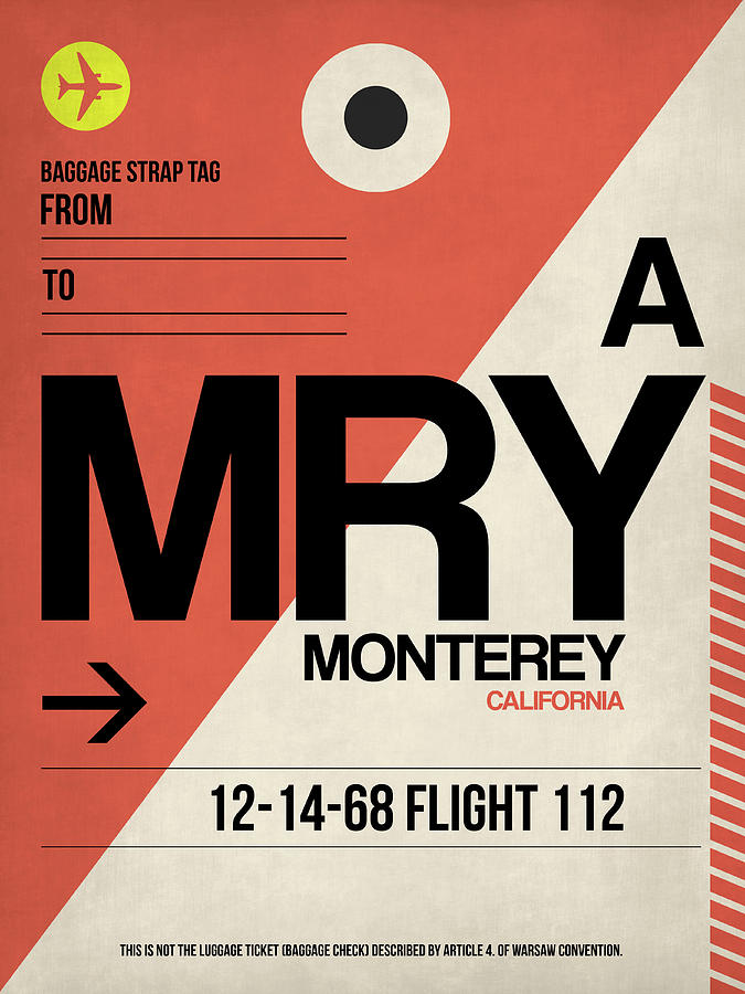 Vintage Digital Art - MRY Monterey Luggage Tag I by Naxart Studio